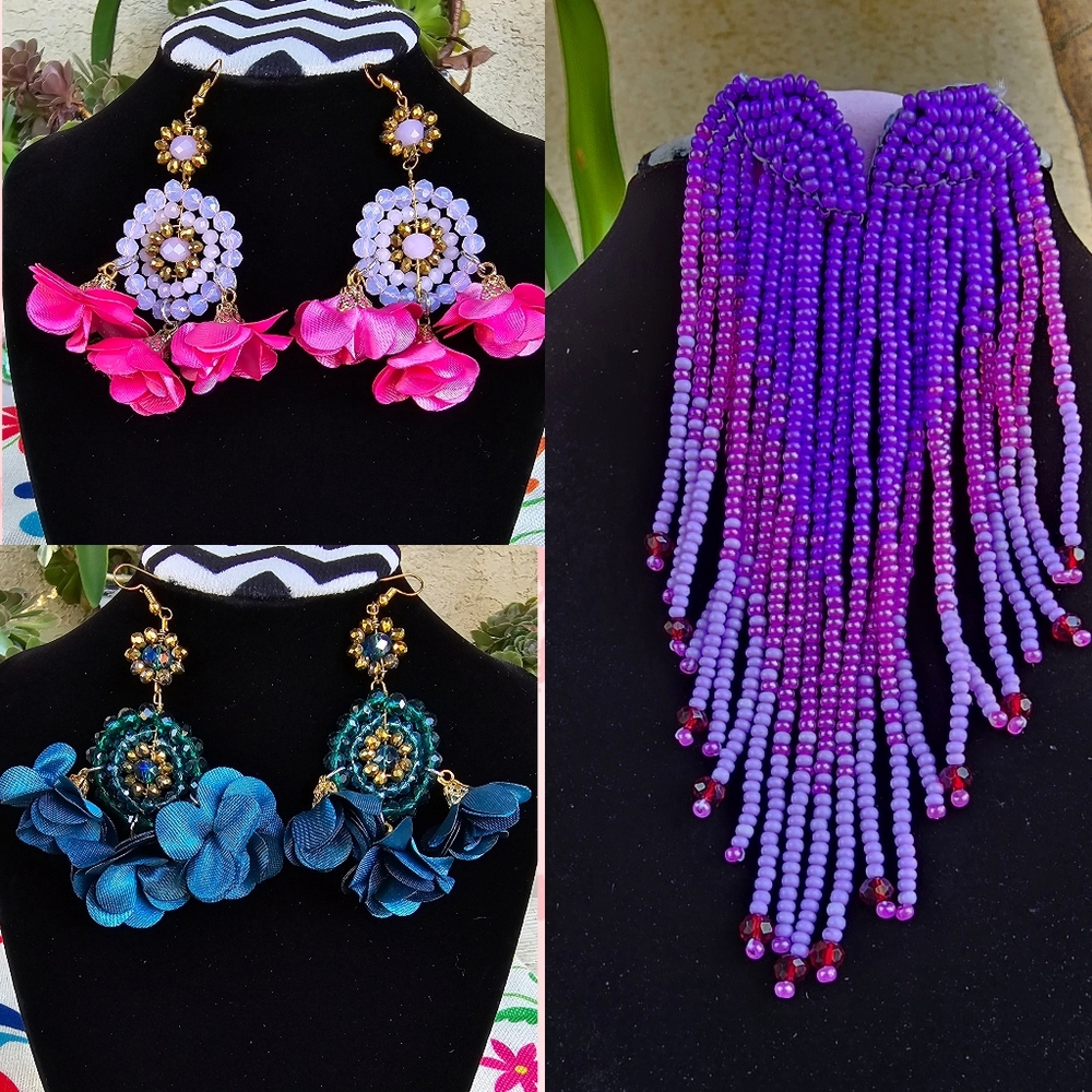 Long flowers earrings